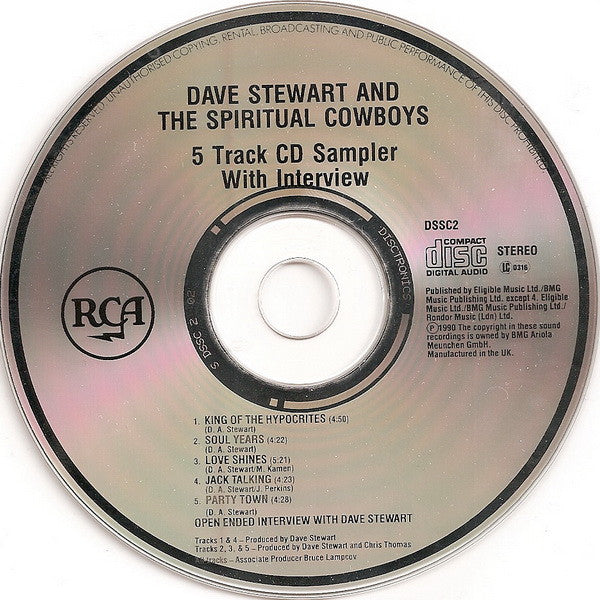 Dave Stewart And The Spiritual Cowboys : Dave Stewart And The Spiritual Cowboys (CD, Promo, Smplr)