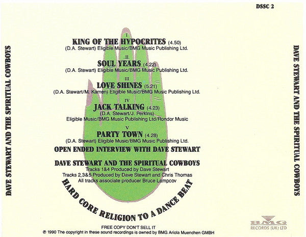 Dave Stewart And The Spiritual Cowboys : Dave Stewart And The Spiritual Cowboys (CD, Promo, Smplr)