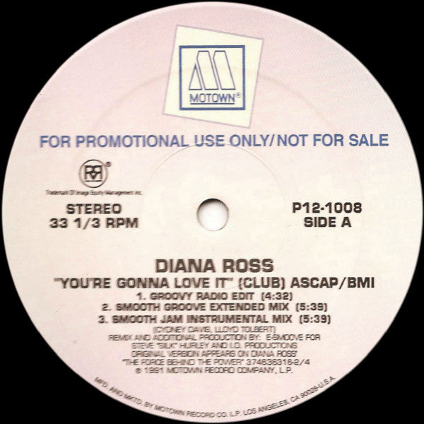 Diana Ross : You're Gonna Love It (Club Mixes) (12", Promo)