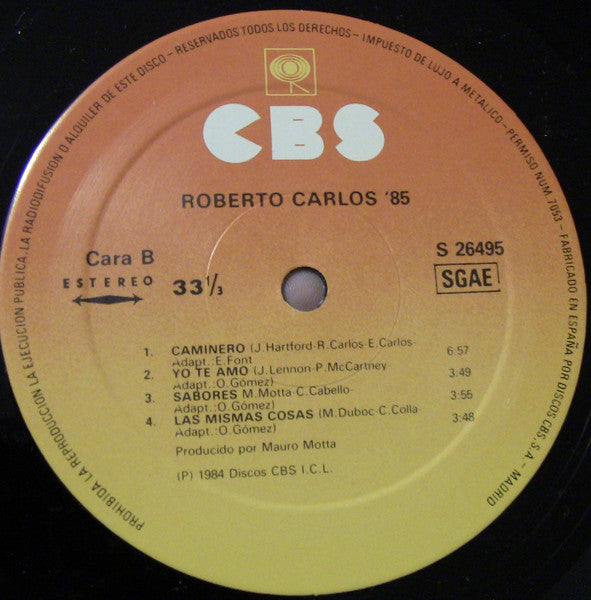 Roberto Carlos : Roberto Carlos '85 (LP, Album)