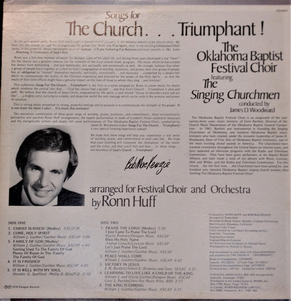 The Oklahoma Baptist Festival Choir Featuring  The Singing Churchmen : Songs For The Church... Triumphant! (LP, Album)