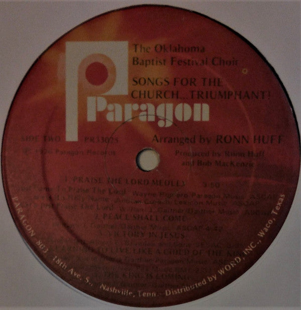 The Oklahoma Baptist Festival Choir Featuring  The Singing Churchmen : Songs For The Church... Triumphant! (LP, Album)