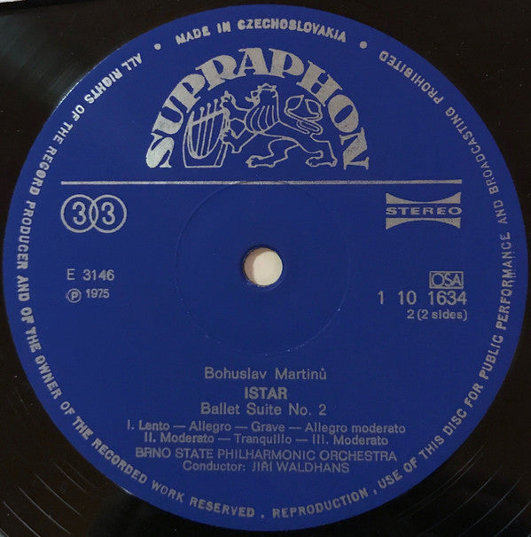 Bohuslav Martinů, Brno State Philharmonic Orchestra, Jiří Waldhans : Istar (Ballet Suites) (LP, RP)