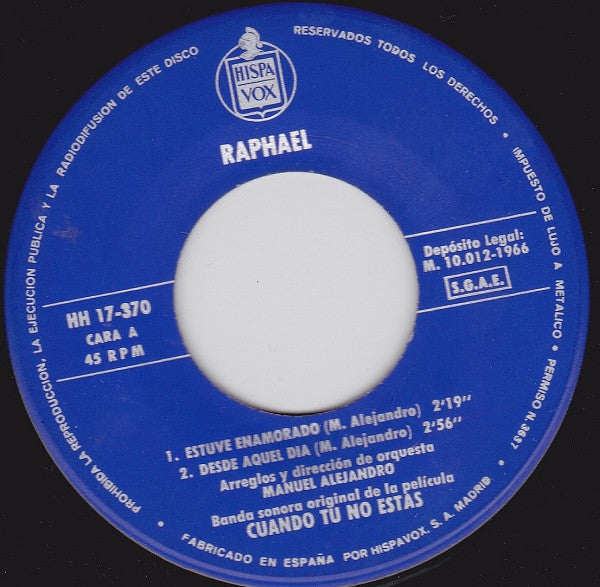 Raphael (2) : Estuve Enamorado (7", EP)