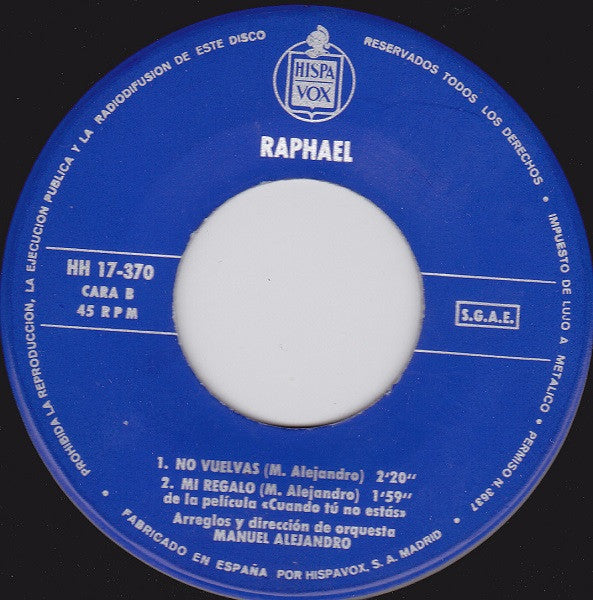 Raphael (2) : Estuve Enamorado (7", EP)