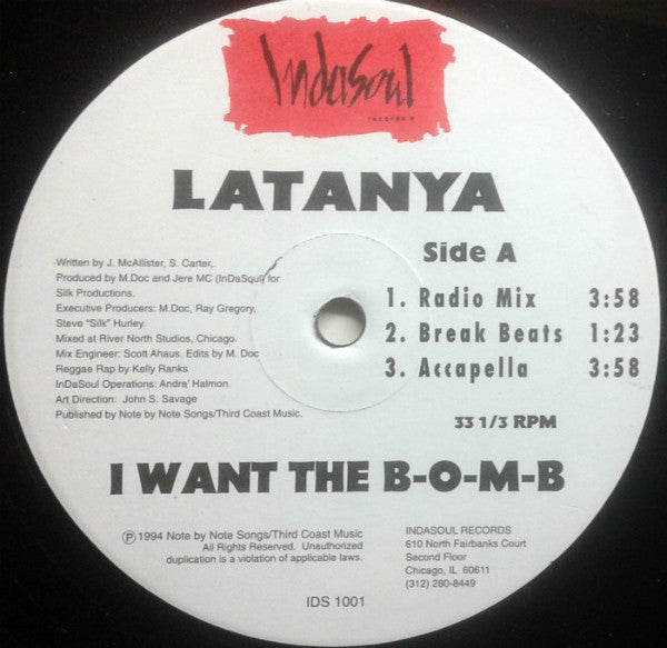 LaTanya : I Want The B-O-M-B (12")