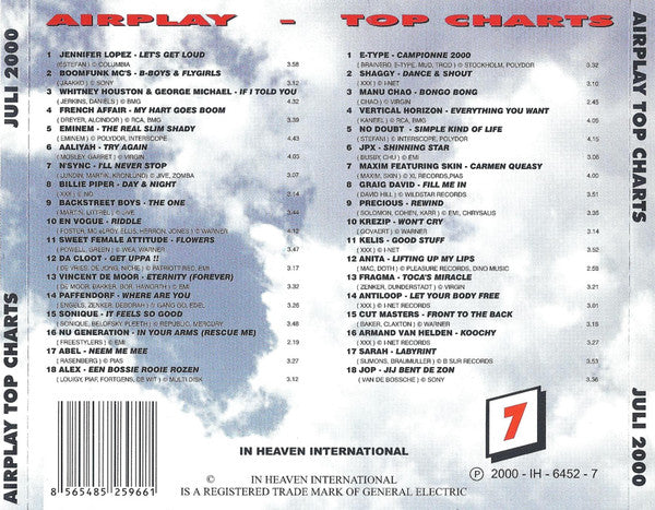 Various :  Airplay Top Charts 7 2000 - Juli 2000  (2xCD, Comp, Unofficial)