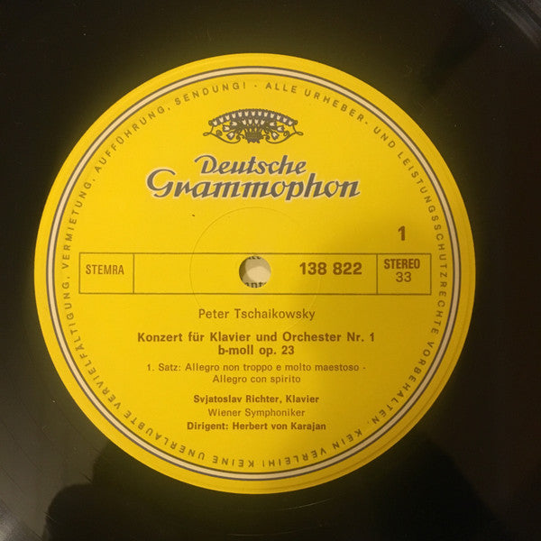 Pyotr Ilyich Tchaikovsky - Sviatoslav Richter ∙ Herbert von Karajan ∙ Wiener Symphoniker : Konzert Für Klavier Und Orchester Nr. 1 B-moll (LP, RE)