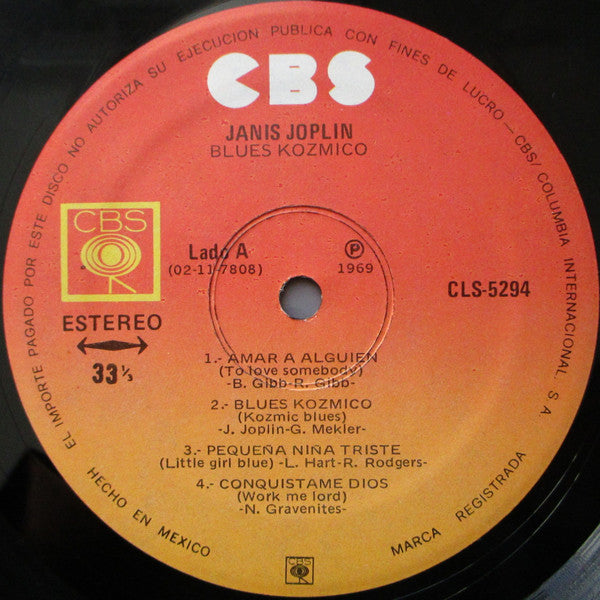 Janis Joplin : Blues KoZmico (LP, Album, RP)