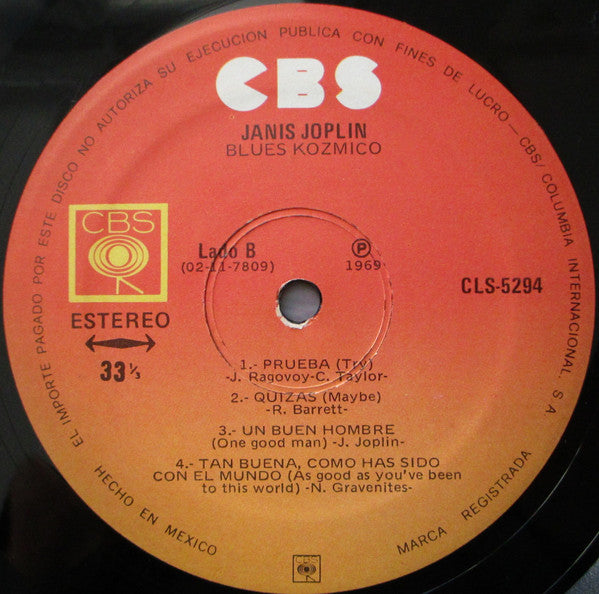 Janis Joplin : Blues KoZmico (LP, Album, RP)