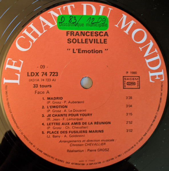 Francesca Solleville : L'émotion (LP, Album)