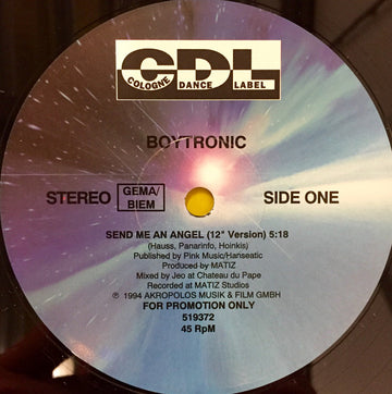 Boytronic : Send Me An Angel (12", Promo)