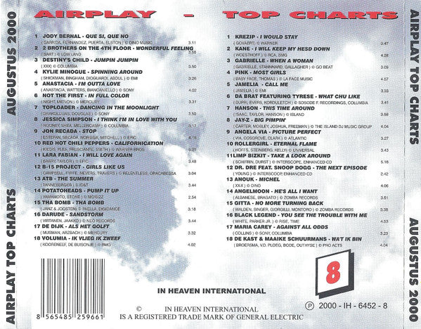Various : Airplay Top Charts 8 2000 - Augustus 2000  (2xCD, Comp, Unofficial)