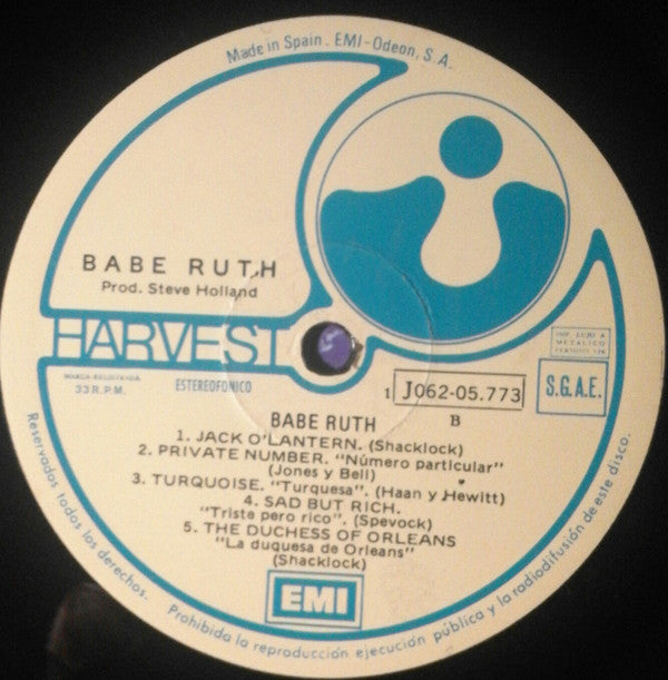 Babe Ruth : Babe Ruth (LP, Album)
