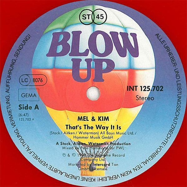 Mel & Kim : That's The Way It Is (12", Maxi, Red)
