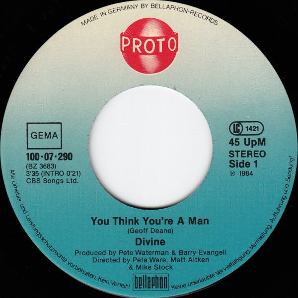 Divine : You Think You're A Man (7", Single)