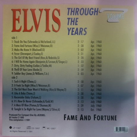 Elvis Presley : Elvis Through The Years Volume 7  - Fame And Fortune (LP, Comp)