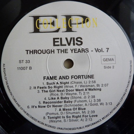 Elvis Presley : Elvis Through The Years Volume 7  - Fame And Fortune (LP, Comp)
