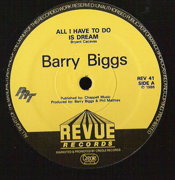 Barry Biggs : All I Have To Do Is Dream (12")