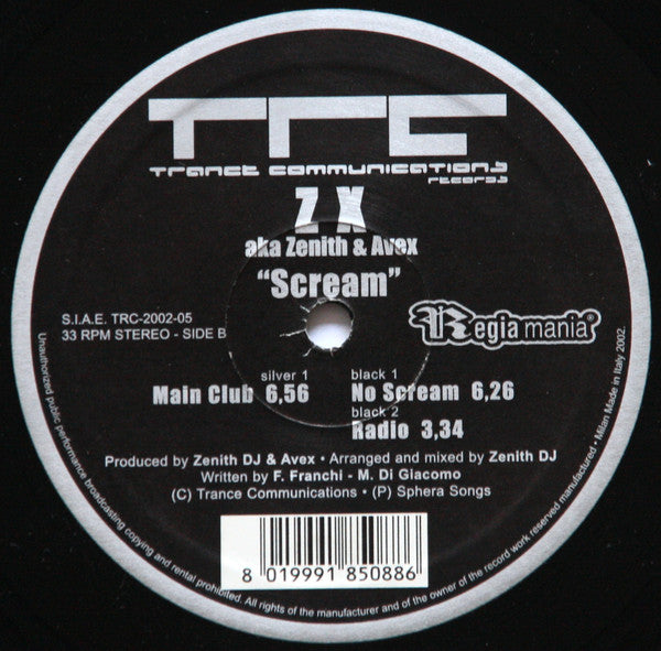 ZX aka Zenith vs Avex : Scream (12")