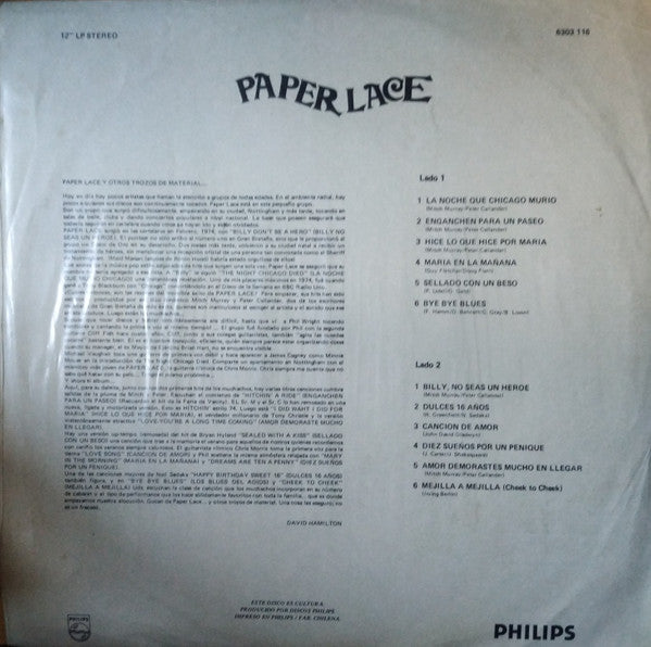 Paper Lace : ...And Other Bits Of Material (LP, Album)