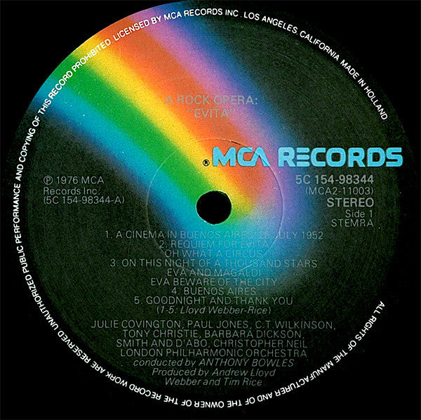 Andrew Lloyd Webber And Tim Rice : Evita (2xLP, Album, Gat)