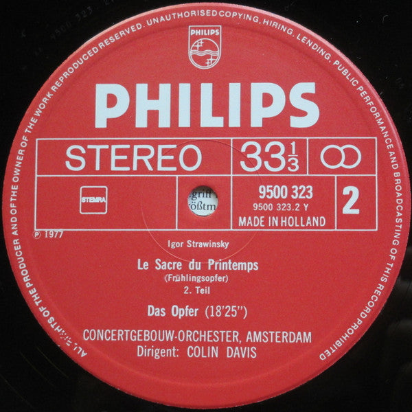 Stravinsky* - Concertgebouworkest, Amsterdam*, Colin Davis* : Le Sacre Du Printemps (LP, Album)
