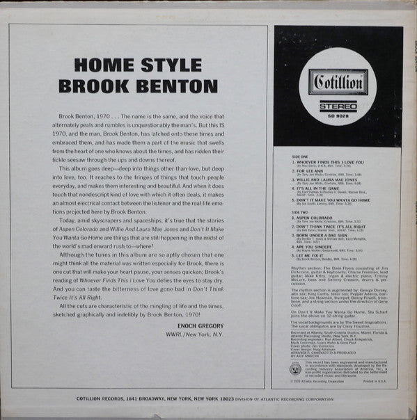 Brook Benton : Home Style (LP, PR )
