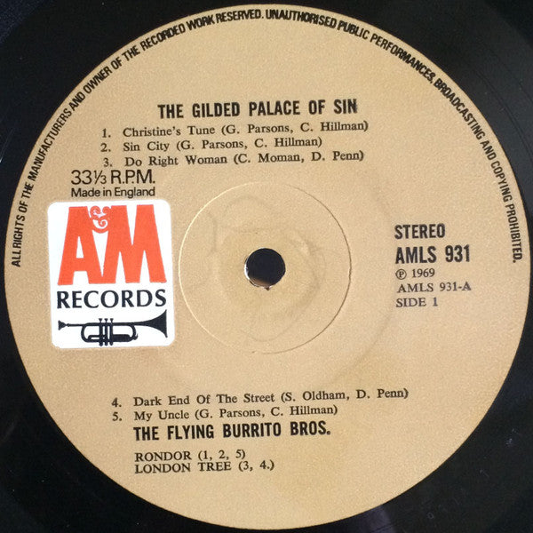 The Flying Burrito Bros : The Gilded Palace Of Sin (LP, Album)