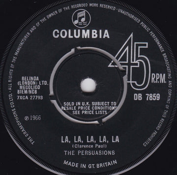 The Persuasions (2) : La, La, La, La, La (7", Single)