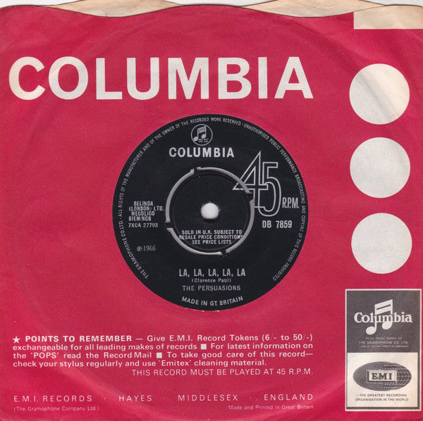 The Persuasions (2) : La, La, La, La, La (7", Single)