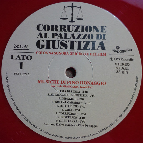 Pino Donaggio : Corruzione Al Palazzo Di Giustizia (LP, Album, RSD, Ltd, S/Edition, Red)