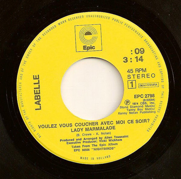 LaBelle : Voulez Vous Couchez Avec Moi Ce Soir? (Lady Marmalade) (7", Single)