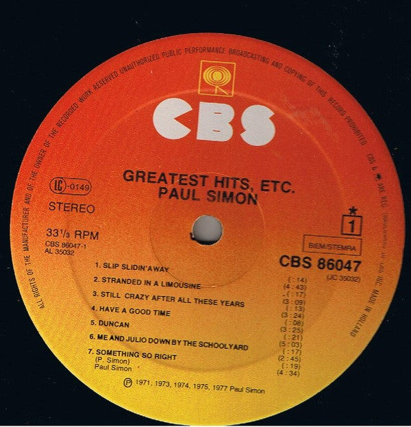 Paul Simon : Greatest Hits, Etc. (LP, Comp, Gat)
