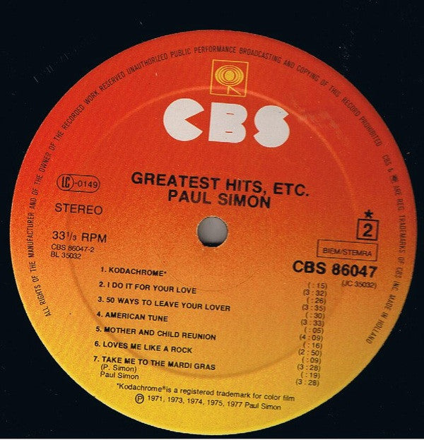 Paul Simon : Greatest Hits, Etc. (LP, Comp, Gat)