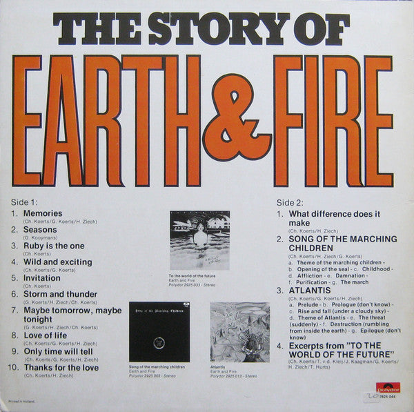 Earth & Fire* : The Story Of Earth & Fire (LP, Comp)