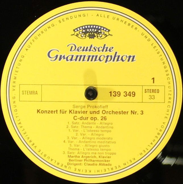 Prokofieff* / Ravel* - Martha Argerich, Berliner Philharmoniker, Claudio Abbado : Klavierkonzert Nr. 3 C-Dur / Klavierkonzert G-Dur (LP)