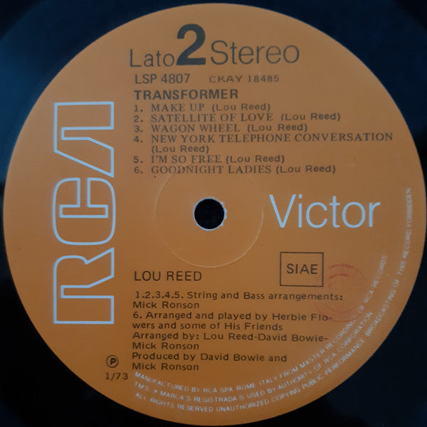 Lou Reed : Transformer (LP, Album, ora)