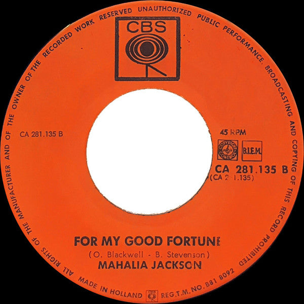 Mahalia Jackson : When The Saints Go Marching In / For My Good Fortune (7", Single)
