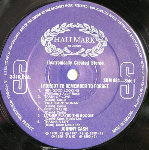 Johnny Cash : I Forgot To Remember To Forget (LP, Comp, Ele)