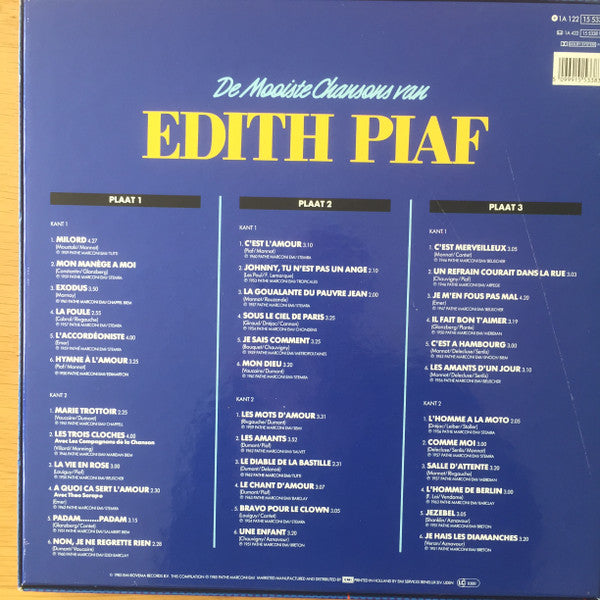 Edith Piaf : De Mooiste Chansons Van Edith Piaf (3xLP, Comp)