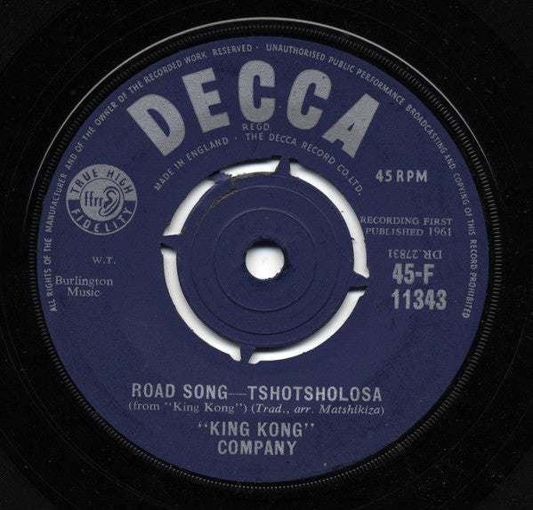 "King Kong" Company : Wedding Hymn / Road Song-Tshotsholosa (7", Single)