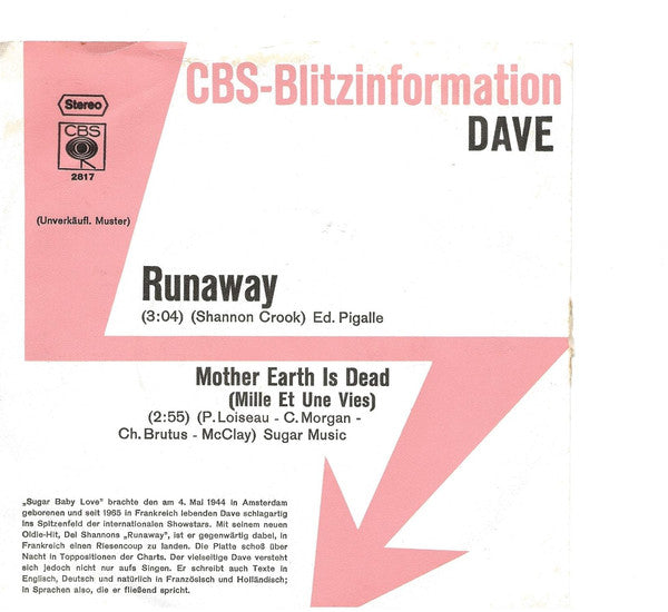 Dave (13) : Runaway (7", Single, Promo)