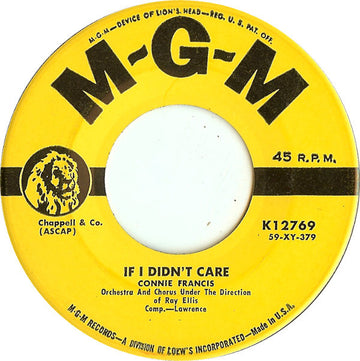 Connie Francis : If I Didn't Care / Toward The End Of The Day (7", Single)