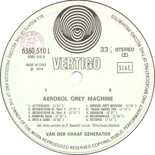 Van Der Graaf Generator : The Aerosol Grey Machine (LP, Album, RE)