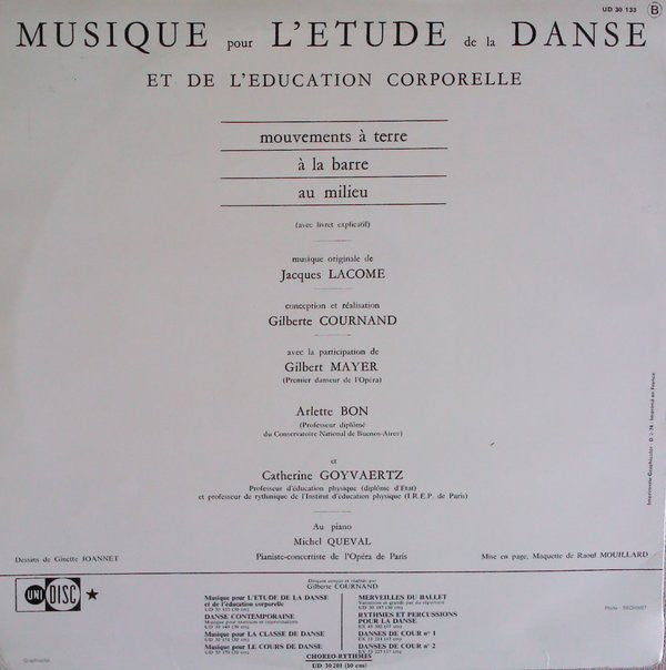 Jacques Lacome : Musique Pour L'Étude De La Danse Et De L'Éducation Corporelle (LP, Album)