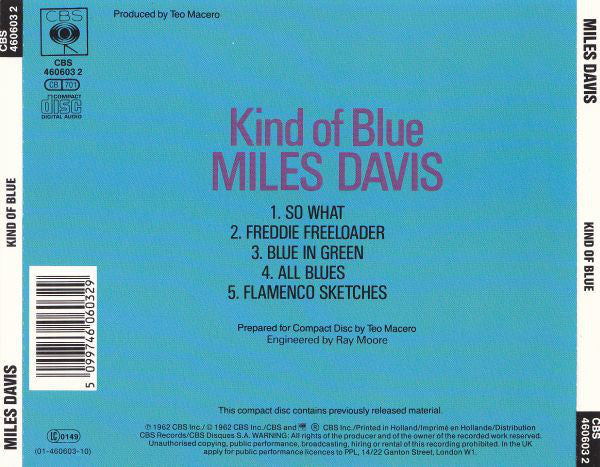 Miles Davis : Kind Of Blue (CD, Album, RE, RM)