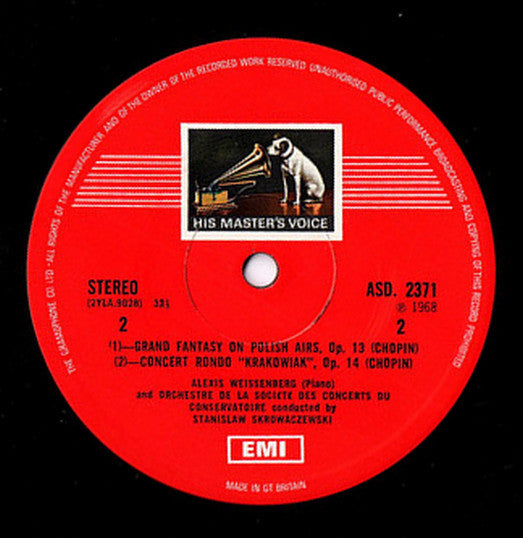 Frédéric Chopin - Alexis Weissenberg, Orchestre De La Société Des Concerts Du Conservatoire, Stanislaw Skrowaczewski : Music For Piano & Orchestra (LP)