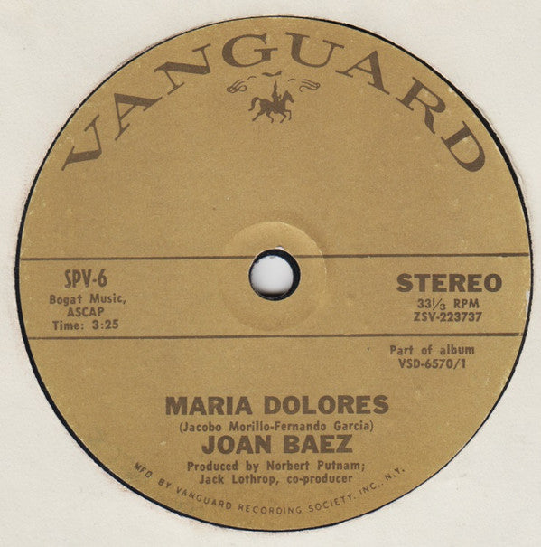 Joan Baez : Maria Dolores / Deportee (Plane Wreck At Los Gatos) (7", Single, Gol)