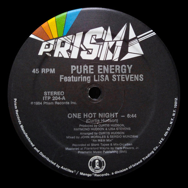 Pure Energy Featuring Lisa Stevens : One Hot Night (12")